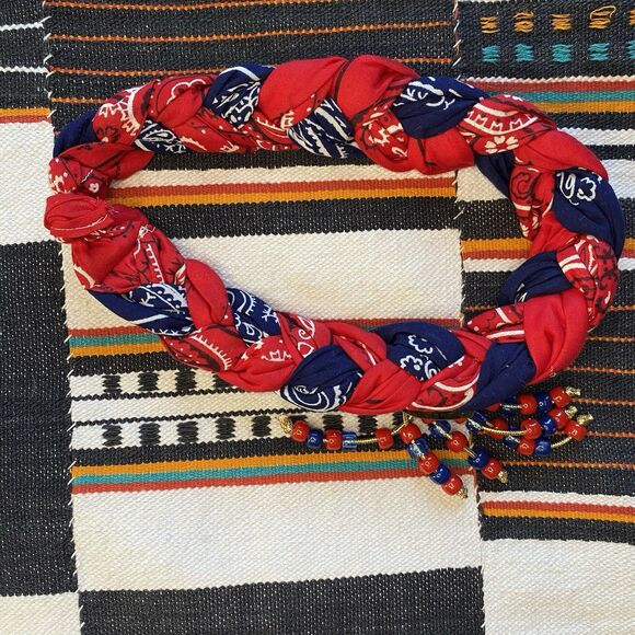 NWOT Bandana Necklace. Artisan Made. USA. Boho. Southwestern. - Picture 5 of 6